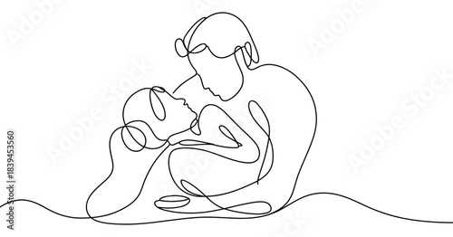 Continuous line drawing of a couple embracing intimately, conveying love, romance, and connection