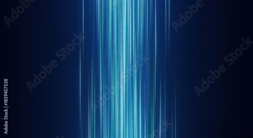 Abstract vertical blue light streaks flowing upward against dark background