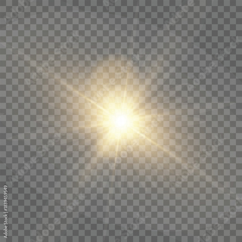 Bright sunlight PNG with star shine, space flare, and glowing flash. Use this PNG sparkle for vector light effects or cosmic scenes. A vivid PNG perfect for radiant designs.