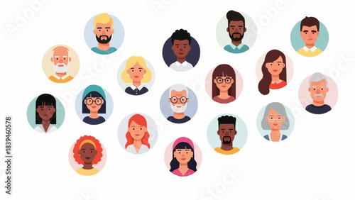 Diverse Group of People Avatars Representing Community and Connection.