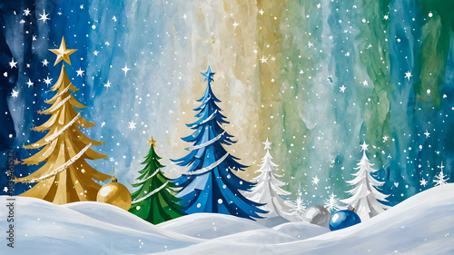 Christmas background for winter and New Year holidays. Festive winter landscape. poster, banner, flyer, background