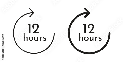 12 Hours clock icons silhouettes. Vector elements for design.