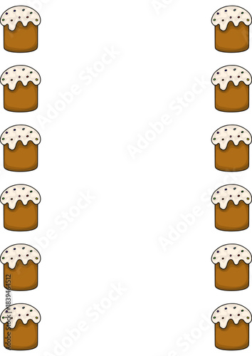 Festive Easter cake vector illustration with colorful sprinkles, designed as a decorative border for holiday greetings and springtime themes.