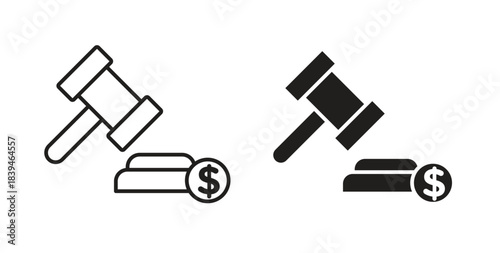 Bankruptcy icons silhouettes. Vector elements for design.