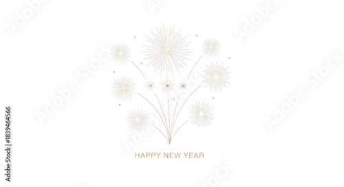 Fireworks Burst Radiant New Year Celebration isolated on a transparent background.