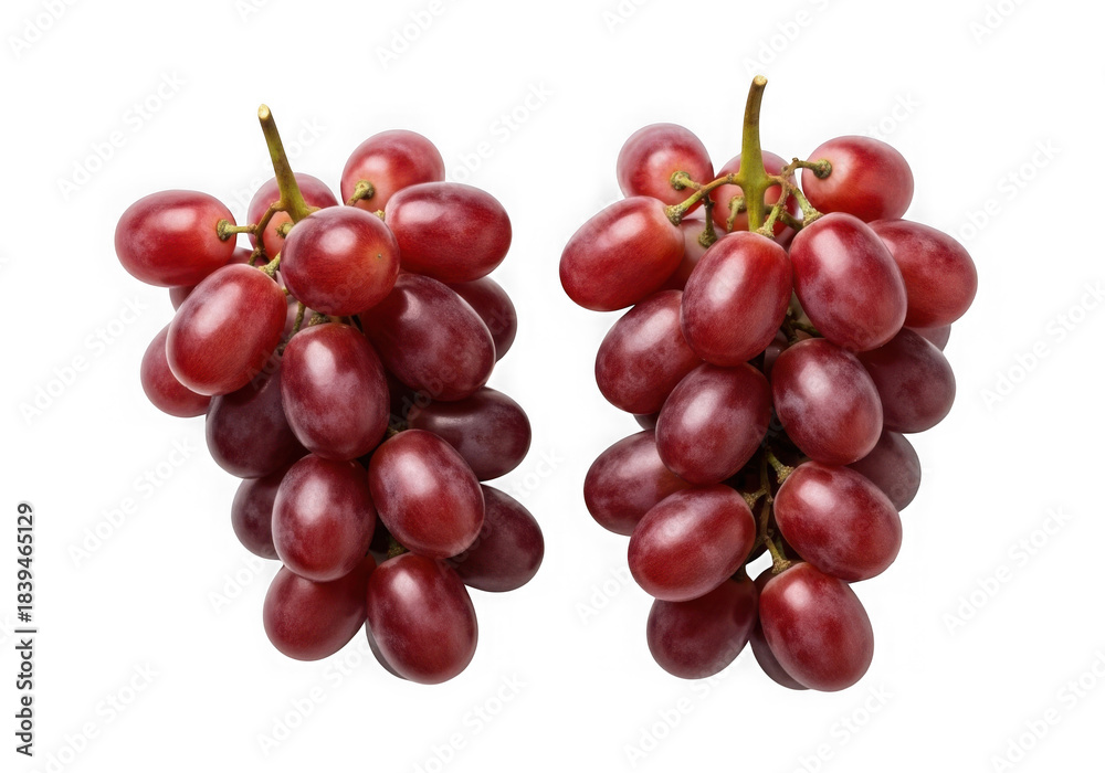 Fototapeta premium Fresh red grapes bunches isolated on transparent background