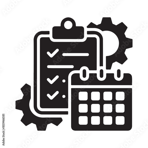 Фотография Project management icon silhouette vector illustration with clean design