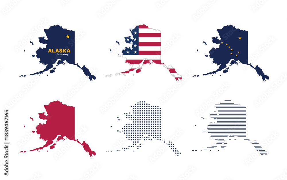 Obraz premium Alaska map. Alaska state maps in various types