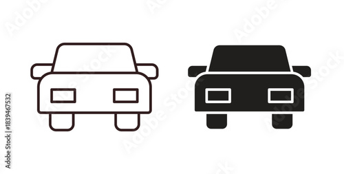Car front view icons silhouettes. Vector elements for design.