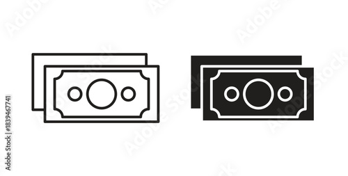 Cash icons silhouettes. Vector elements for design.