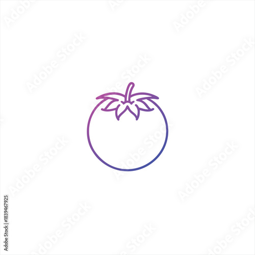 Green tomato vegetable icon with a gradient outline and artistic design