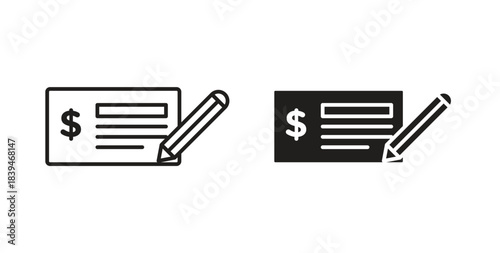 Checkbook icons silhouettes. Vector elements for design.