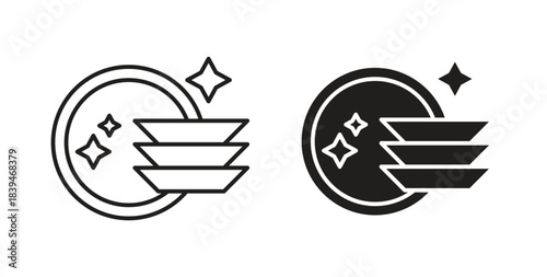 Clean dishes icons silhouettes. Vector elements for design.