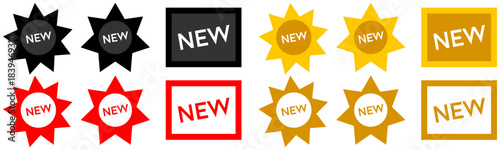 Set of new arrival tag icon set.