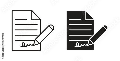 Contract icons silhouettes. Vector elements for design.