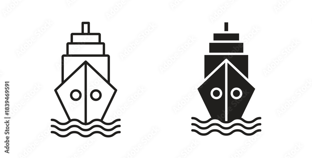 Naklejka premium Cruise ship icons silhouettes. Vector elements for design.