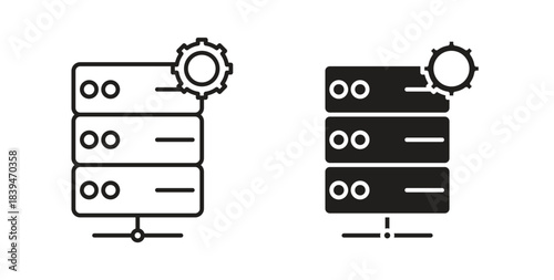 Dedicated server icons silhouettes. Vector elements for design.