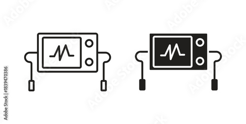 Defibrillator icons silhouettes. Vector elements for design.
