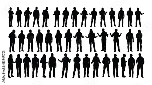 A collection of diverse human figures displayed as a striking silhouette