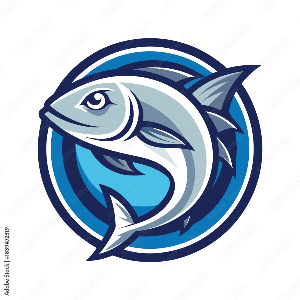 Fototapeta premium Modern clean fish logo design with smooth curves