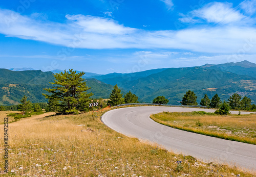 Mountain Road Panorama Toward Forca di Presta