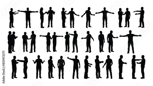 A collection of human figures in various poses a striking silhouette