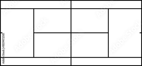 Tennis court marking in top view vector illustration. Tennis court marking layout isolated on transparent background. Sports ground for active recreation.