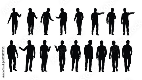 Collection of diverse human poses displayed as a striking black silhouette