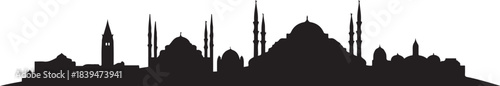 Istanbul Turkey City Skyline. design Vector black silhouette