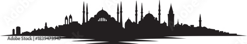 Istanbul Turkey City Skyline. design Vector black silhouette