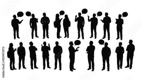 A collection of black silhouettes depicting people in various poses silhouette