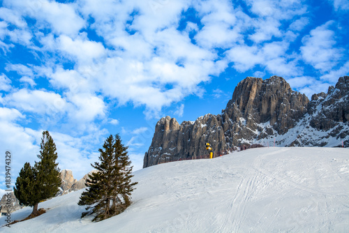 Carezza Ski Resort in Winter Dolomites Panorama