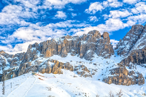 Carezza Ski Resort in Winter Dolomites Panorama