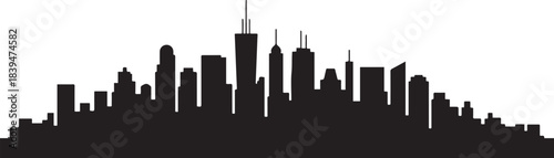 Morning, day city skyline landscape. design Vector black silhouette