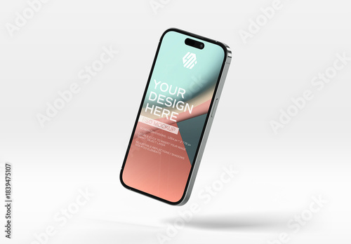 Isolated Mobile Phone With Shadows Mockup