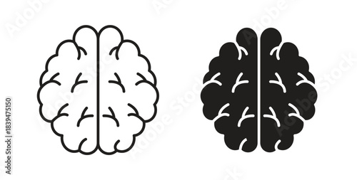 Human brain icons silhouettes. Vector elements for design.