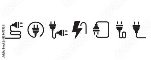 Stunning collection of modern electrical plug and power icons representing connectivity and energy solutions