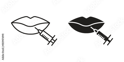 Lips injection icons silhouettes. Vector elements for design.