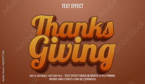 Thanksgiving 3d editable text effect style