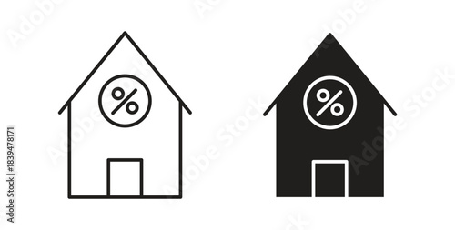 Mortgage rate icons silhouettes. Vector elements for design.
