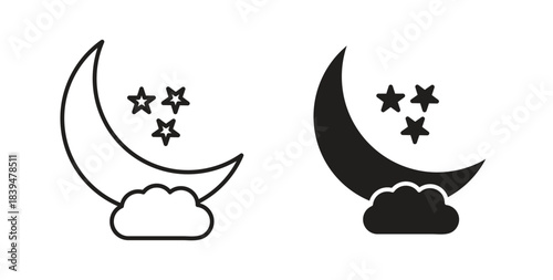 Night icons silhouettes. Vector elements for design.
