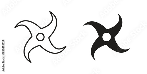 Ninja star icons silhouettes. Vector elements for design.