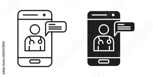 Online consulting icons silhouettes. Vector elements for design.