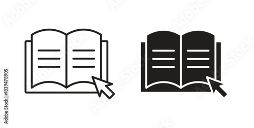 Online library icons silhouettes. Vector elements for design.