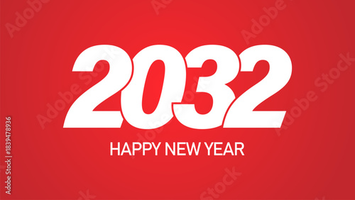 2032 text. New year 2032 minimalist. Happy new year. design template for new year celebration. 2032 calendar. Year 2032 celebration greeting background template