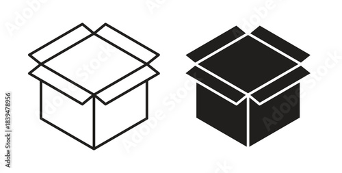 Open box icons silhouettes. Vector elements for design.