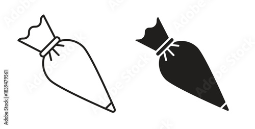 Pastry bag icons silhouettes. Vector elements for design.