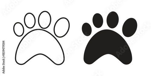 Paw icons silhouettes. Vector elements for design.