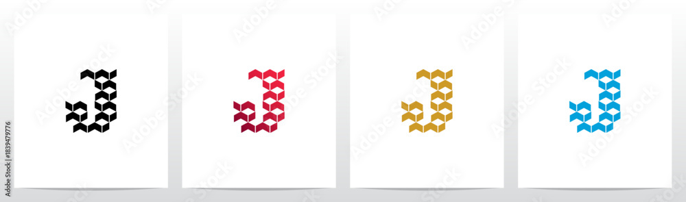 Obraz premium Chevrons Cubes Boxes with Negative Space Letter Initial Logo Design J