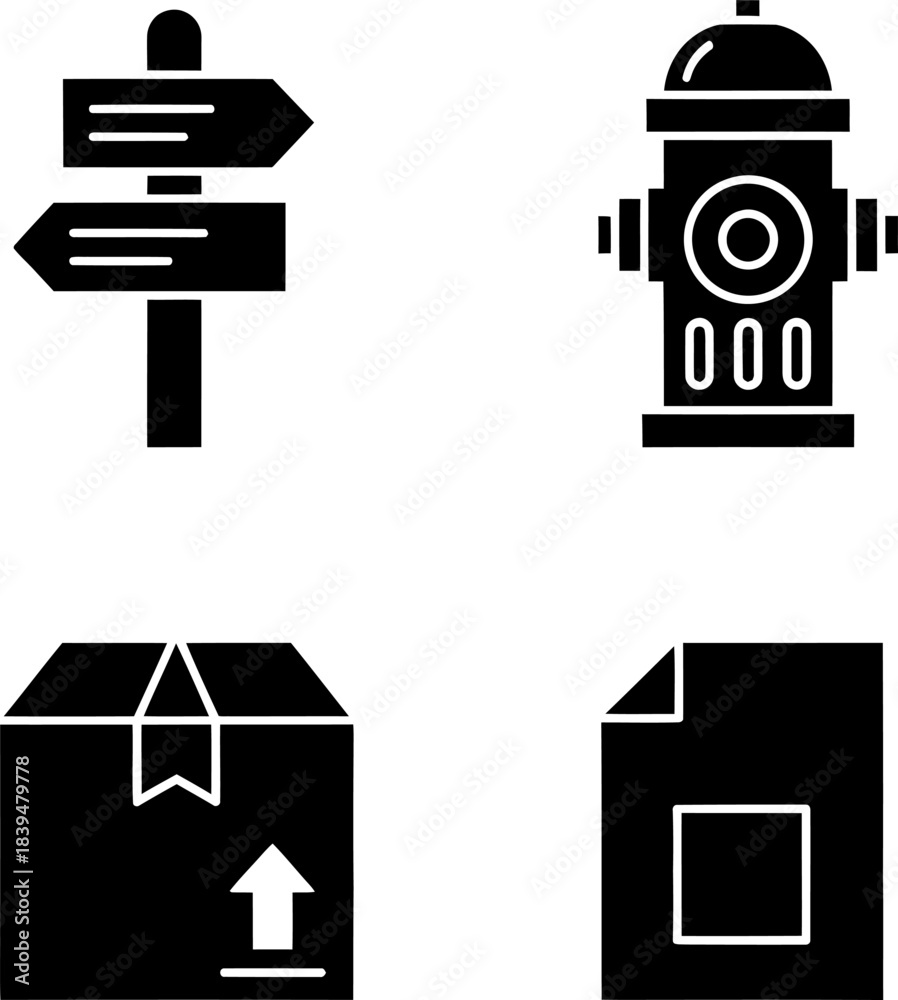 Obraz premium Essential glyphs for navigation, safety, delivery, and documents Vector